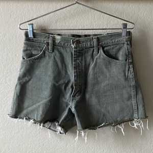 Vintage Wrangler | Olive Green Cutoff Denim Shorts